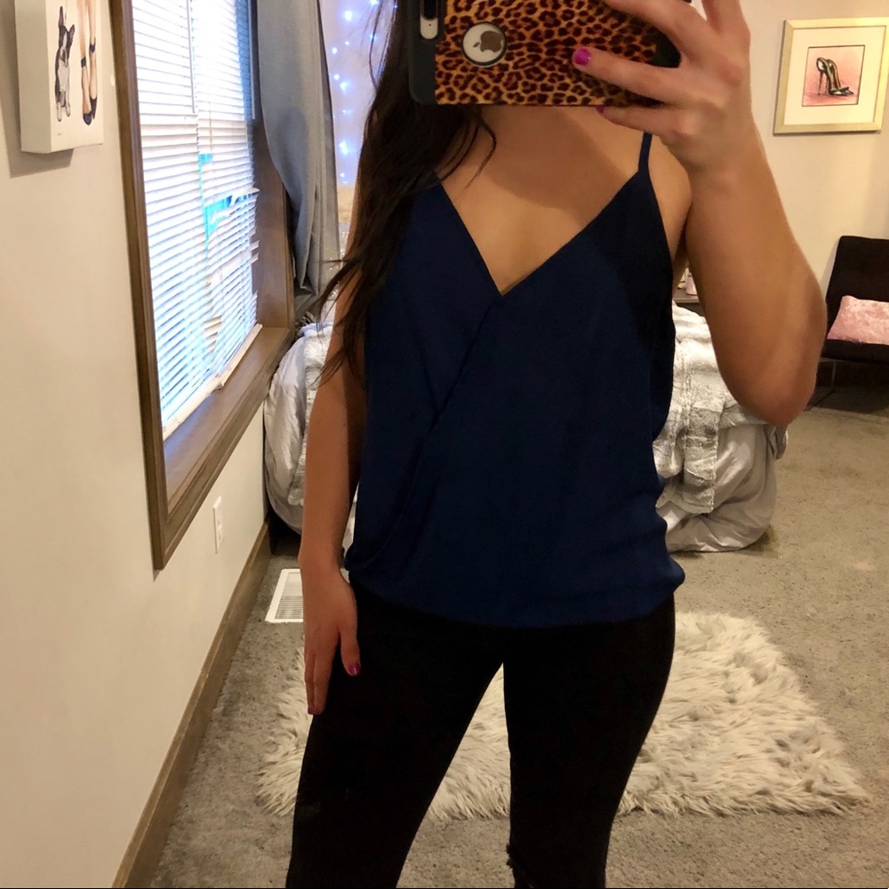 Navy Crossover Tank Top